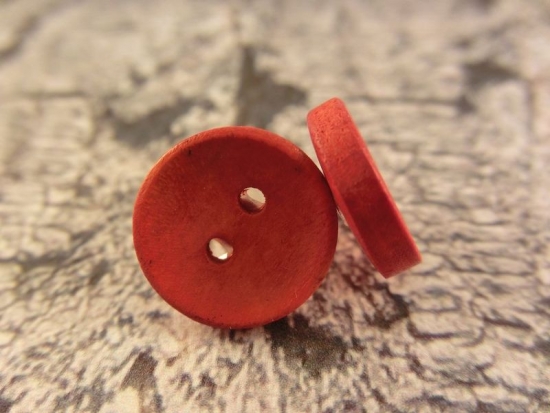 Preview: Rustikale Natur Holz Knopf Ohrstecker Button Roh orange